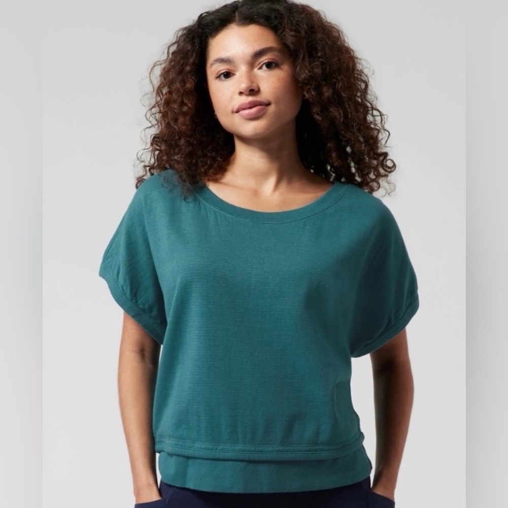 Athleta Sundown Shirred Sweatshirt T-shirt SZ XS